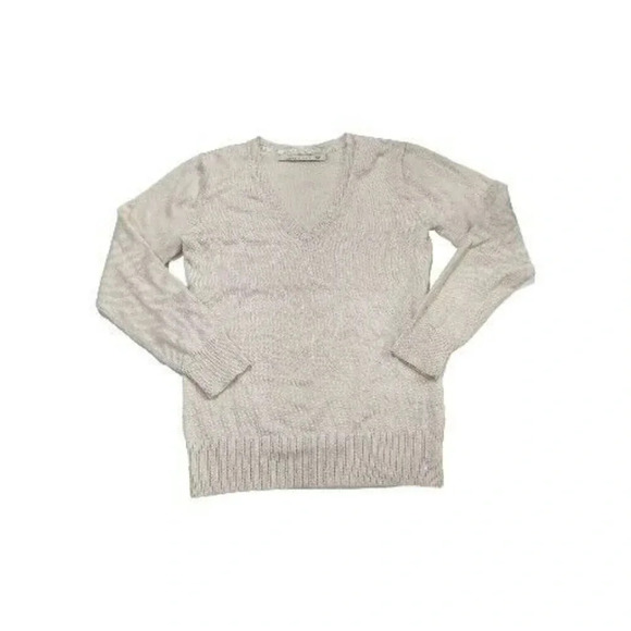 Old Navy Sweater Women's L Ivory Wool Blend V-neck Longsleeve - Picture 3 of 9